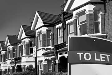 buy to let mortgage banner showing 4 victorian houses with a letting sign